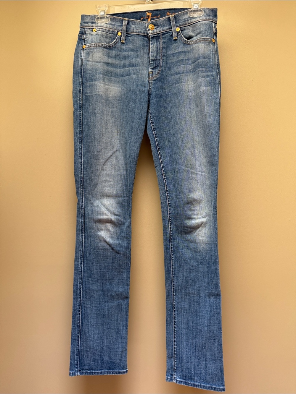 7 For All Mankind Women's Straight-Leg Jeans in Medium Blue Wash